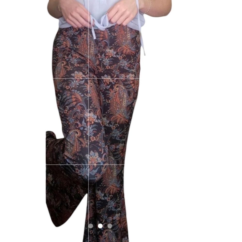 Free People Floral Paisley Bell Bottom Trousers